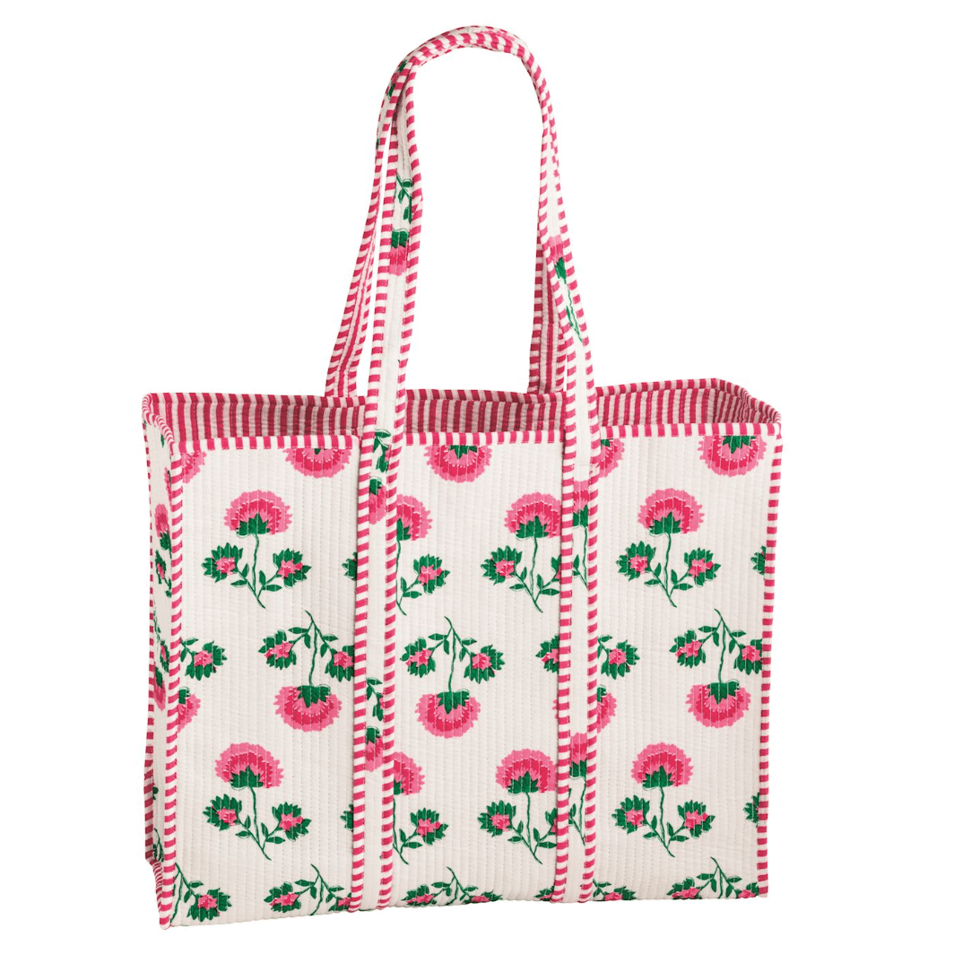 Peony Block Print Tote – Floral Gift Bag | Parkville MO - White Farmhouse Flowers