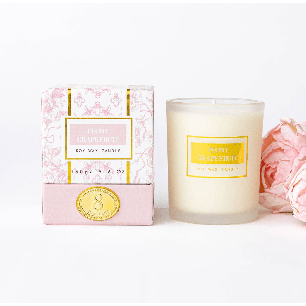 Peony Grapefruit Soy Wax Candle - White Farmhouse Flowers
