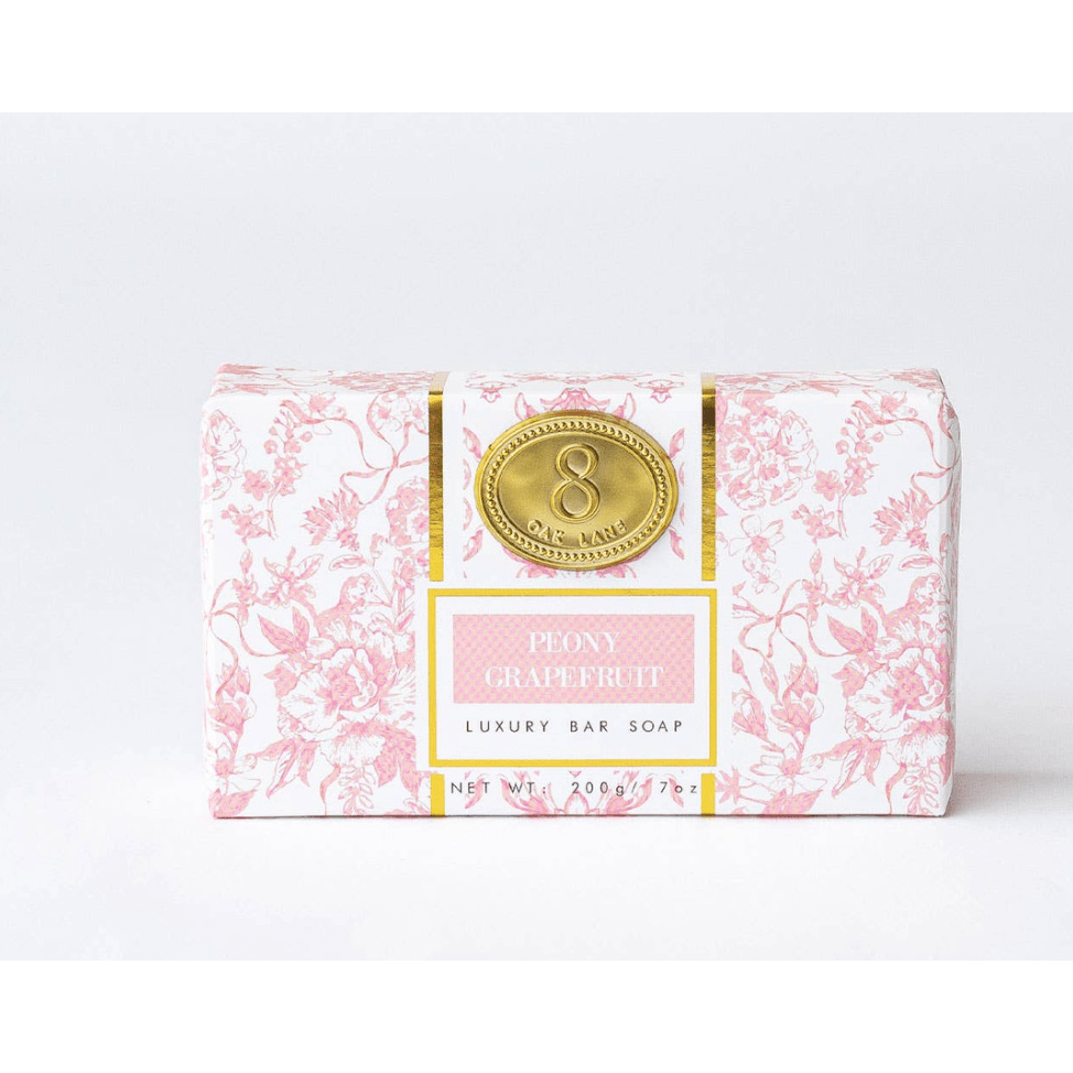 Peony Grapefruit Wrapped Bar Soap - White Farmhouse Flowers