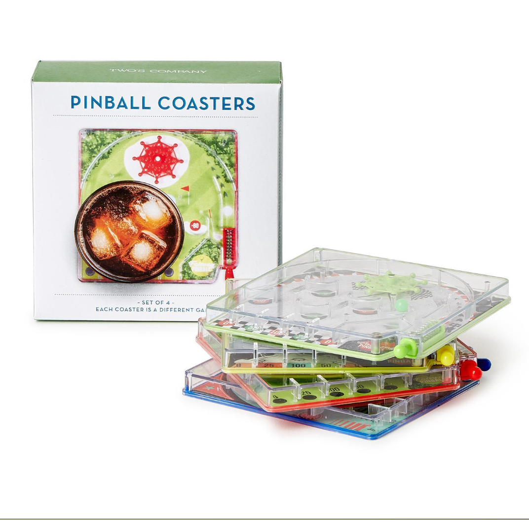 Pinball Coasters with 4 Pinball Games - White Farmhouse Flowers