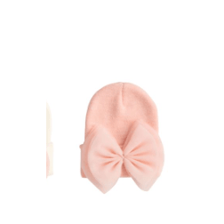 Pink and White Bow Baby Hats - White Farmhouse Flowers