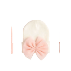 Pink and White Bow Baby Hats - White Farmhouse Flowers