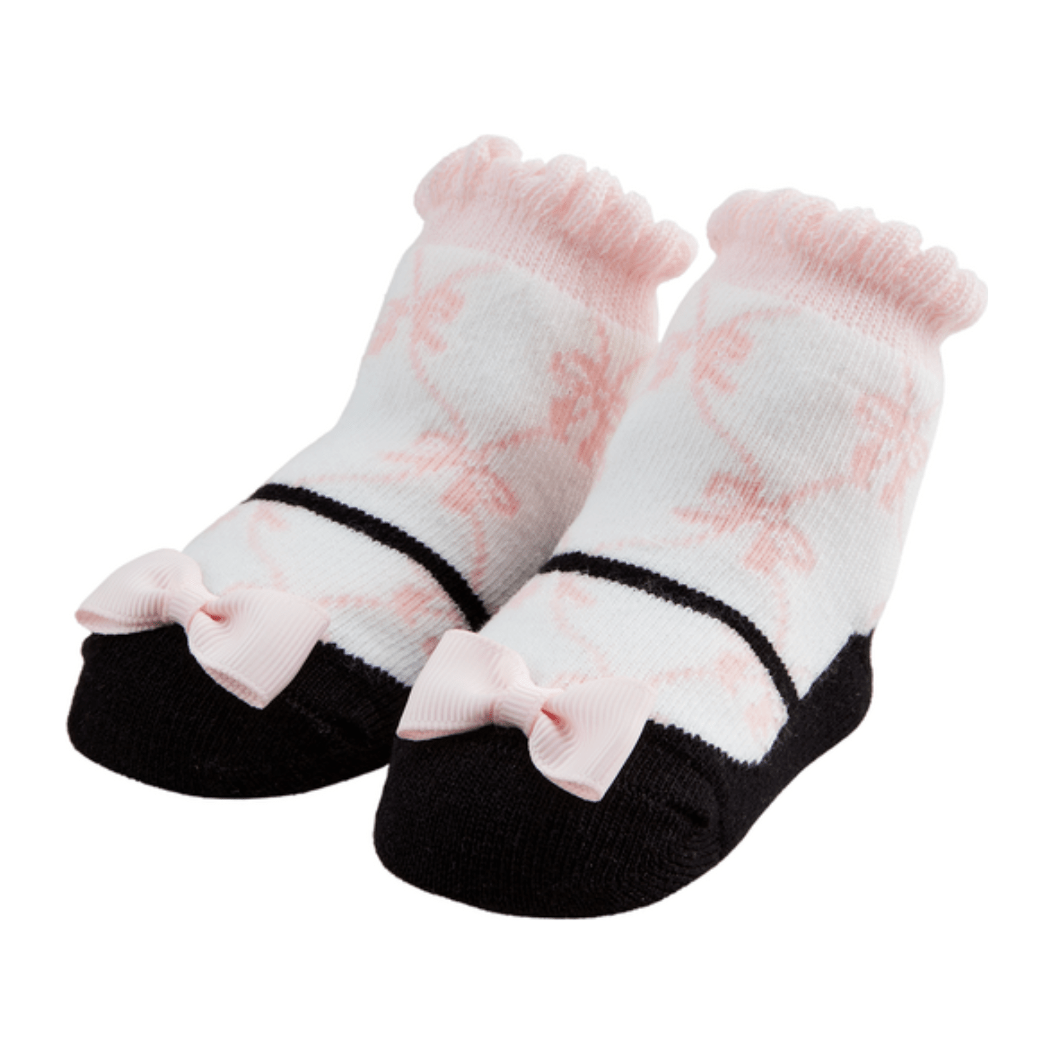 Pink Bow Mary Jane Baby Socks - White Farmhouse Flowers