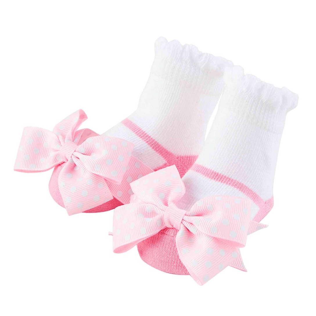 Pink Bow Mary Jane Socks - White Farmhouse Flowers