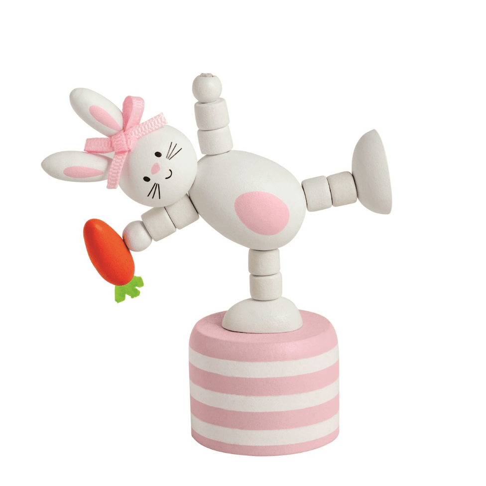 Pink Bunny Collapsing Toy - White Farmhouse Flowers