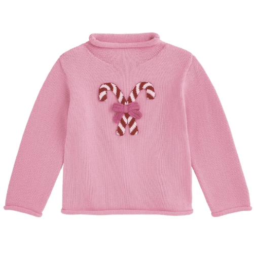 Pink Candy Cane Rollneck Sweater - White Farmhouse Flowers