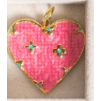 Pink Crystal Heart Scarf Charm - White Farmhouse Flowers
