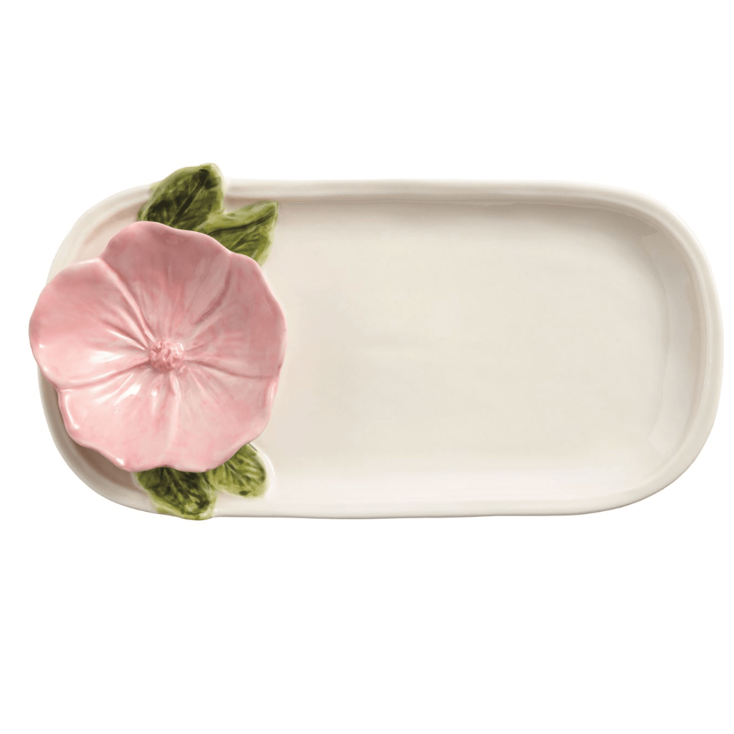 Pink Flower Everything Plate - White Farmhouse Flowers