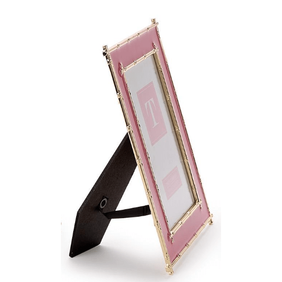Pink Frame with Gold Bamboo Edge 4x6 Metal Frame - White Farmhouse Flowers
