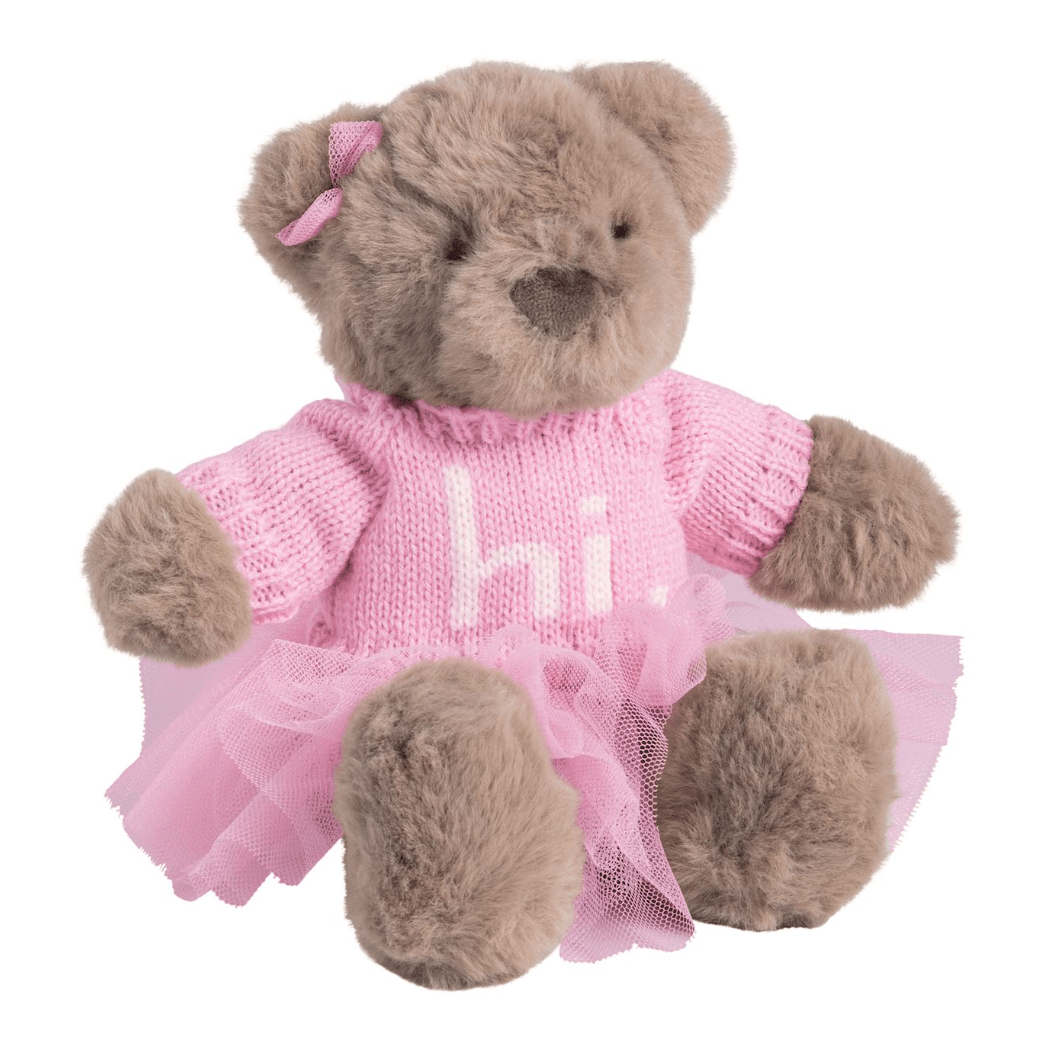 Pink Hi Baby Bear - White Farmhouse Flowers