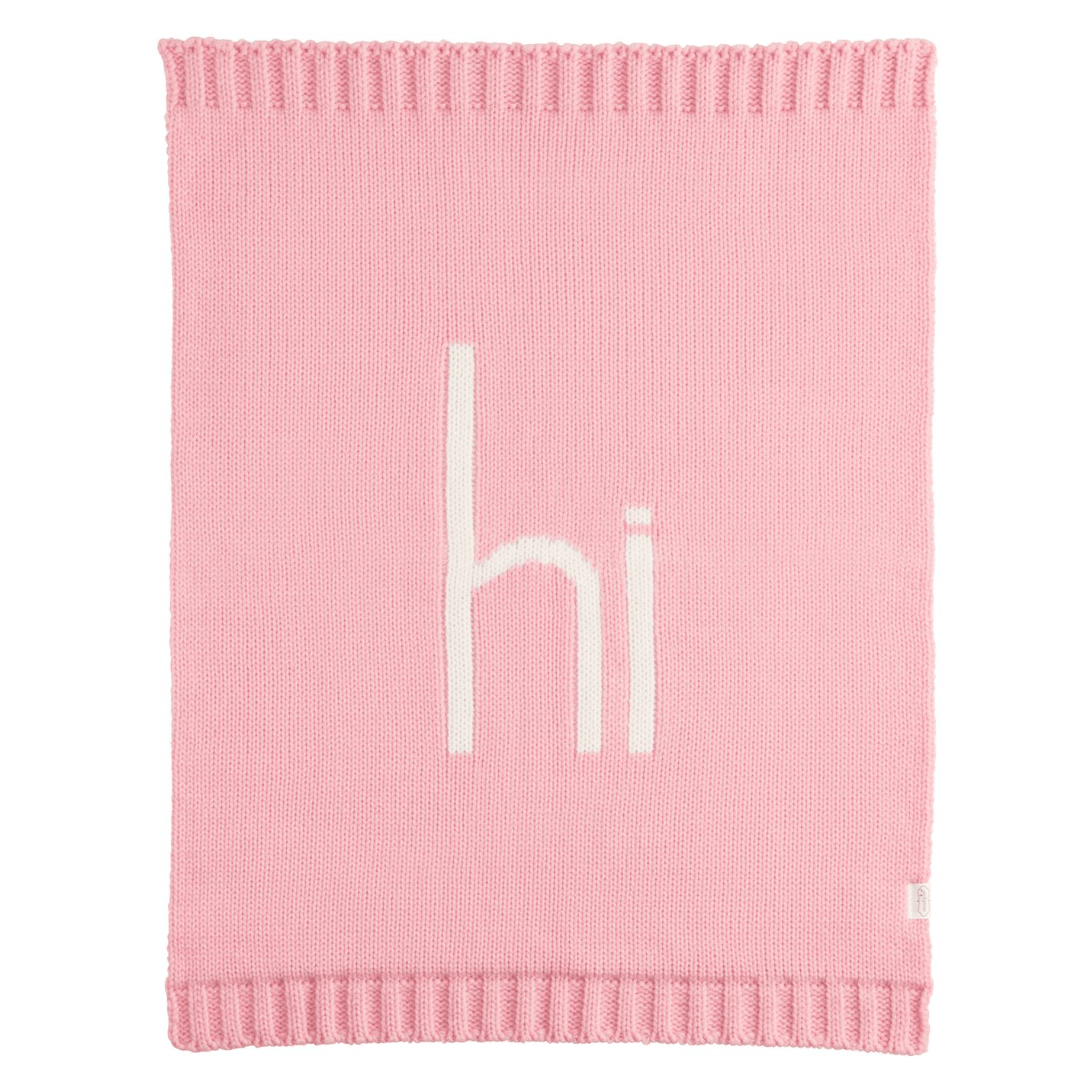 Pink Hi Baby Blanket - White Farmhouse Flowers