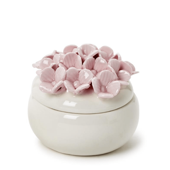 Pink Hydrangea Trinket Box - White Farmhouse Flowers