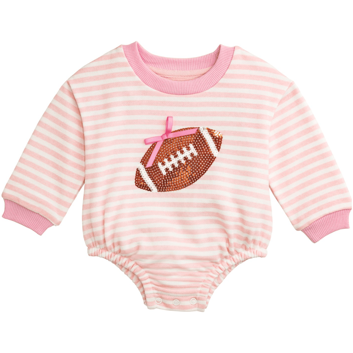 Pink Sequin Football Bubble Romper - White Farmhouse Flowers