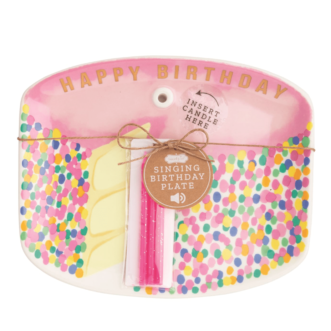Pink Singing Candle Holder Plate - White Farmhouse Flowers