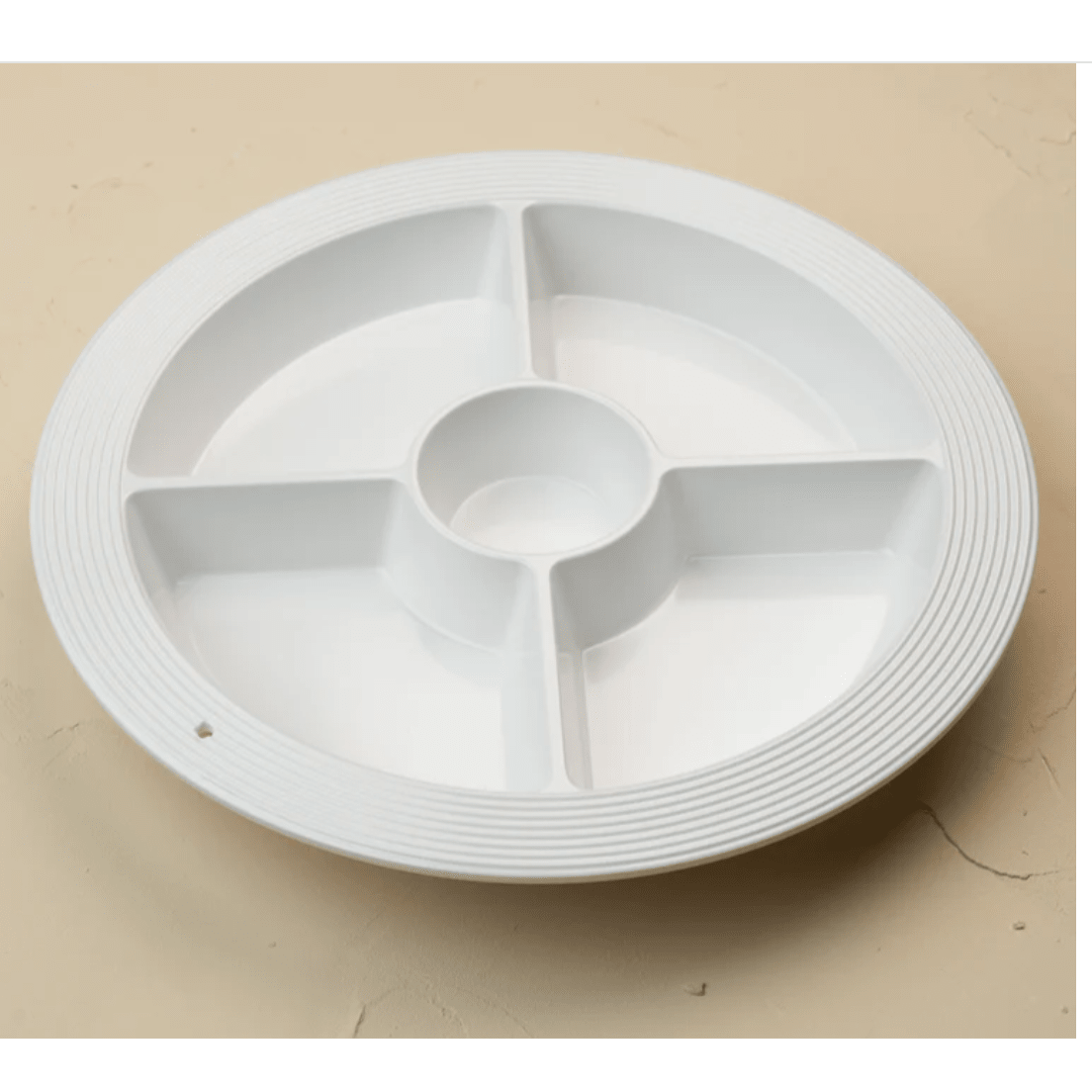 Pinstripes Melamine Divided Dish - White Farmhouse Flowers
