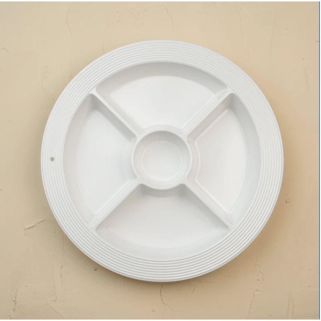Pinstripes Melamine Divided Dish - White Farmhouse Flowers