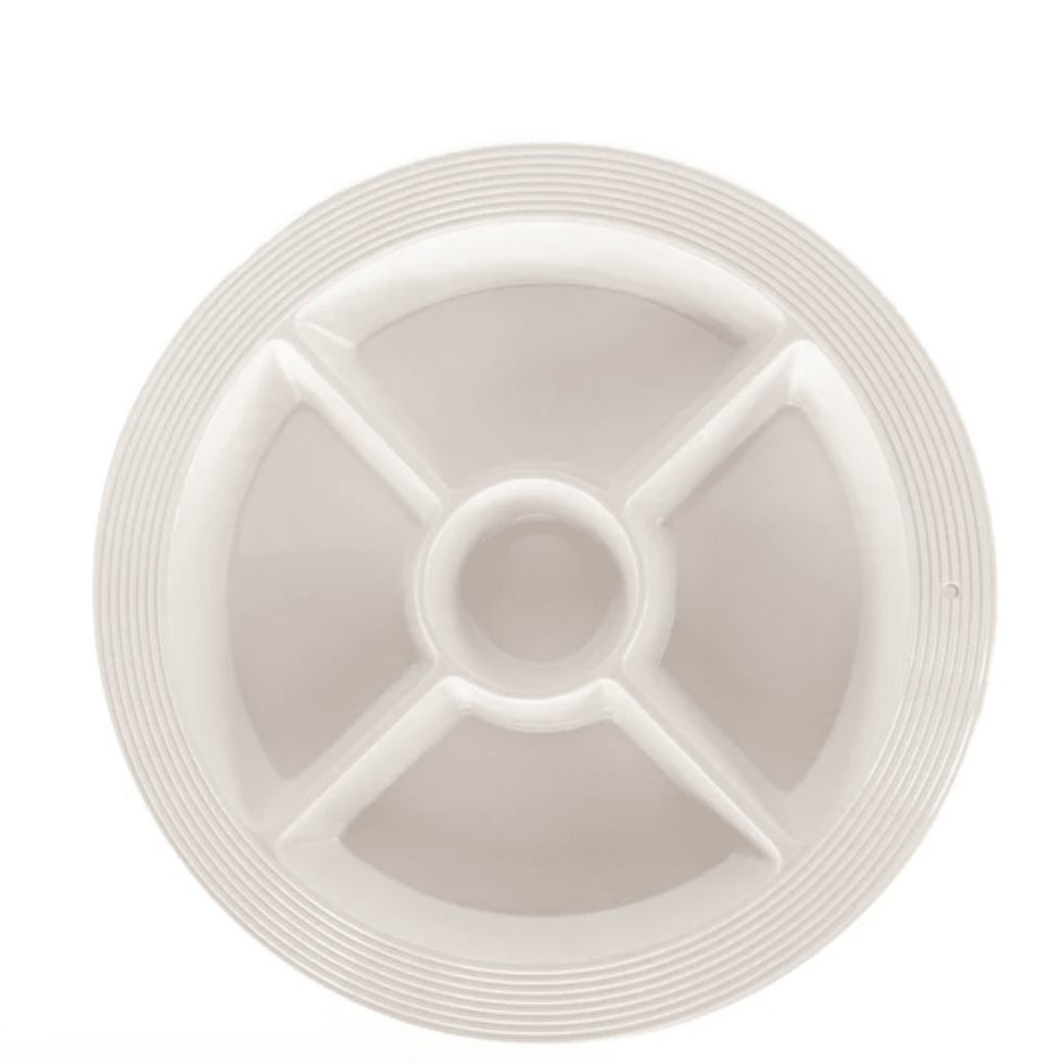 Pinstripes Melamine Divided Dish - White Farmhouse Flowers