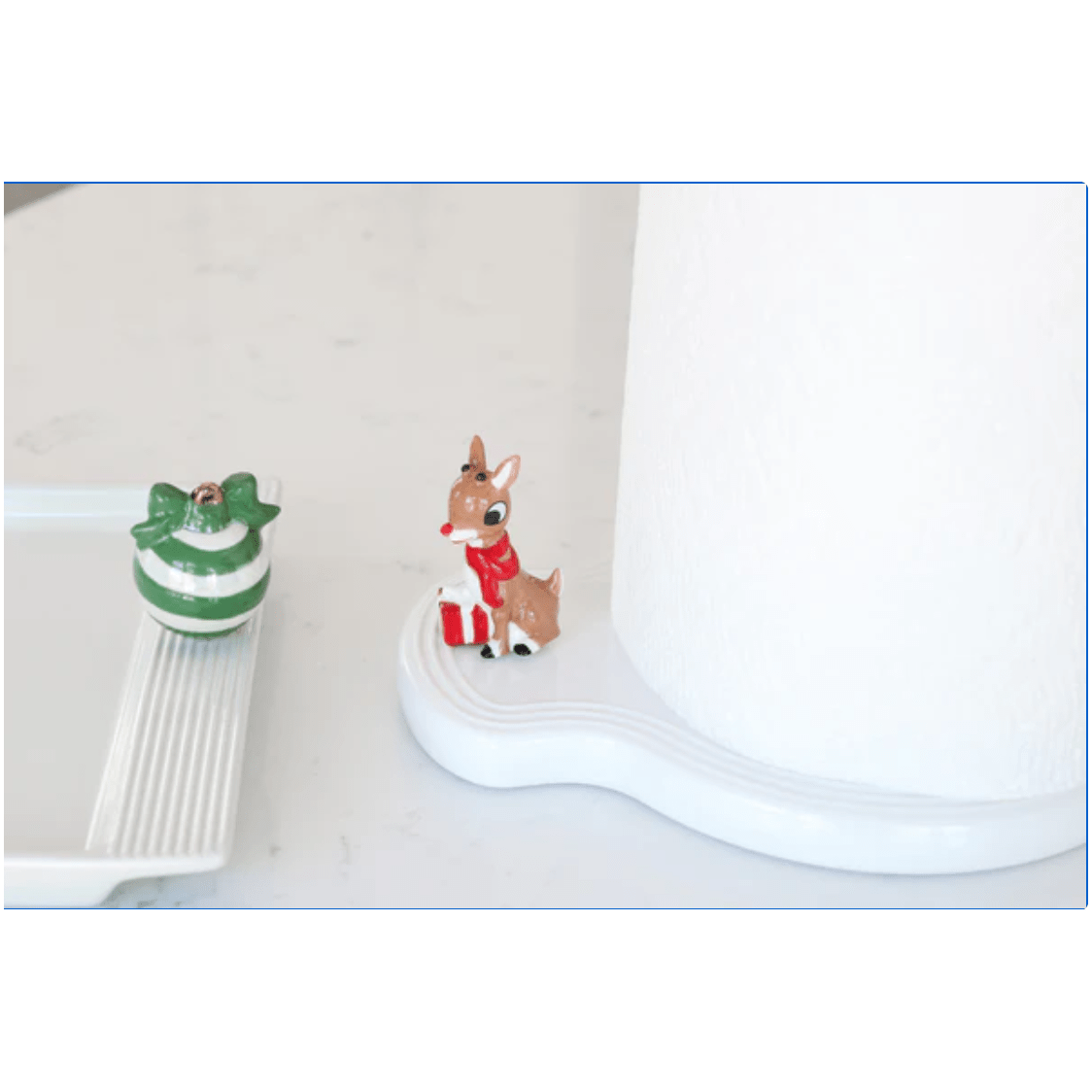 Pinstripes Melamine Paper Towel Holder - White Farmhouse Flowers