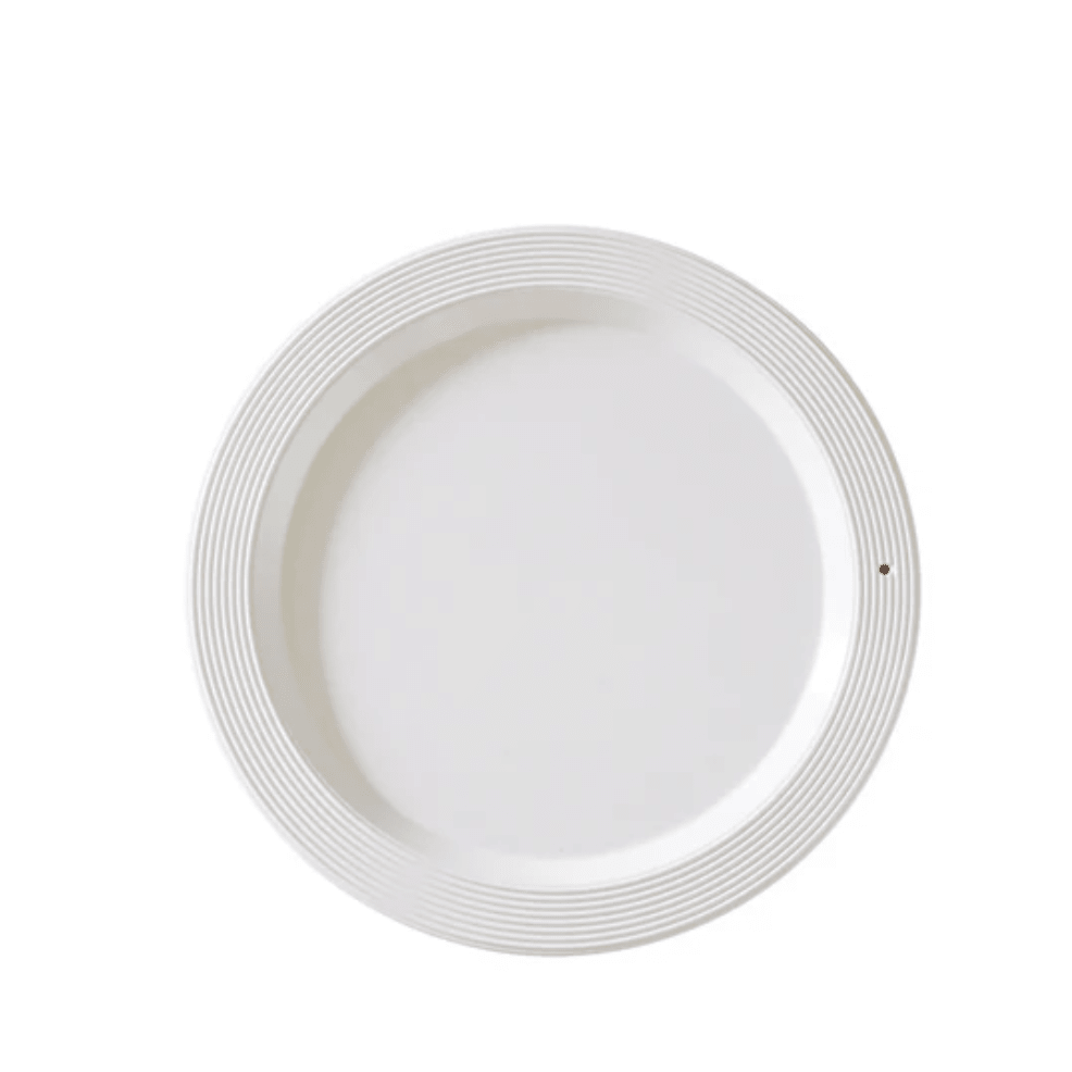 Pinstripes Melamine Round Platter - White Farmhouse Flowers