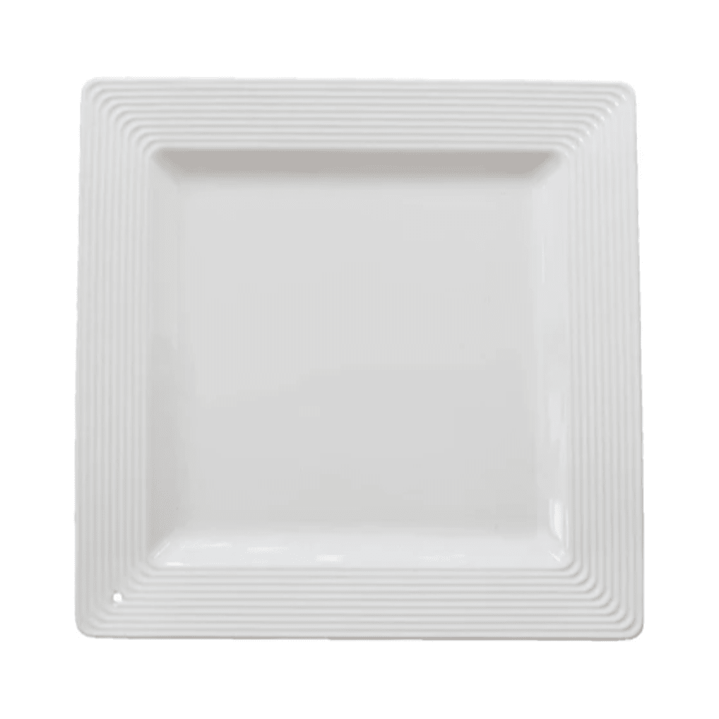Pinstripes Square Platter - White Farmhouse Flowers