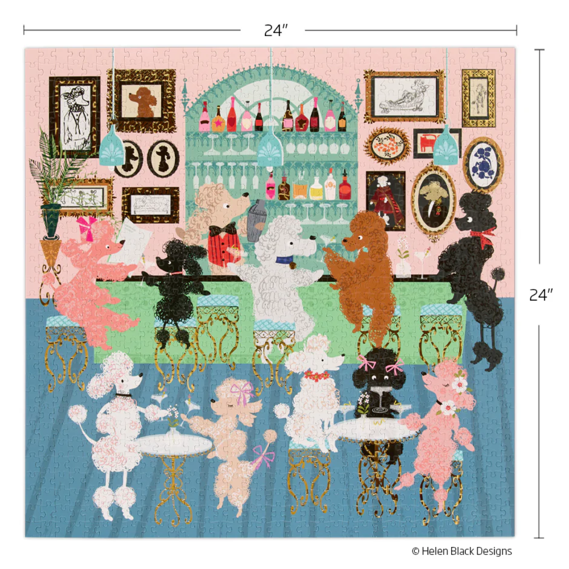 Poodle Martini Lounge Puzzle - White Farmhouse Flowers