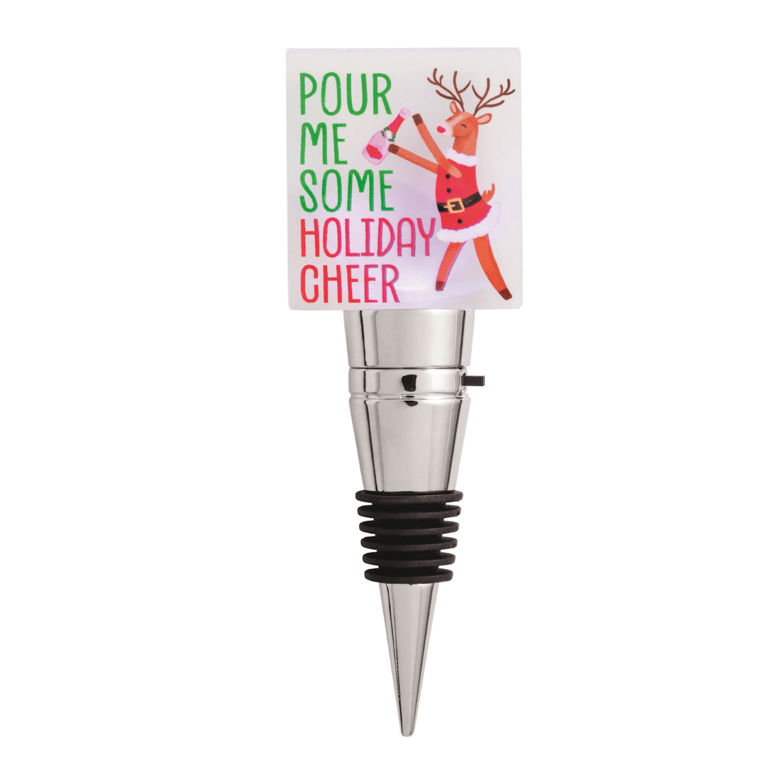 Pour Me Some Holiday Plaque Bottle Stopper - White Farmhouse Flowers