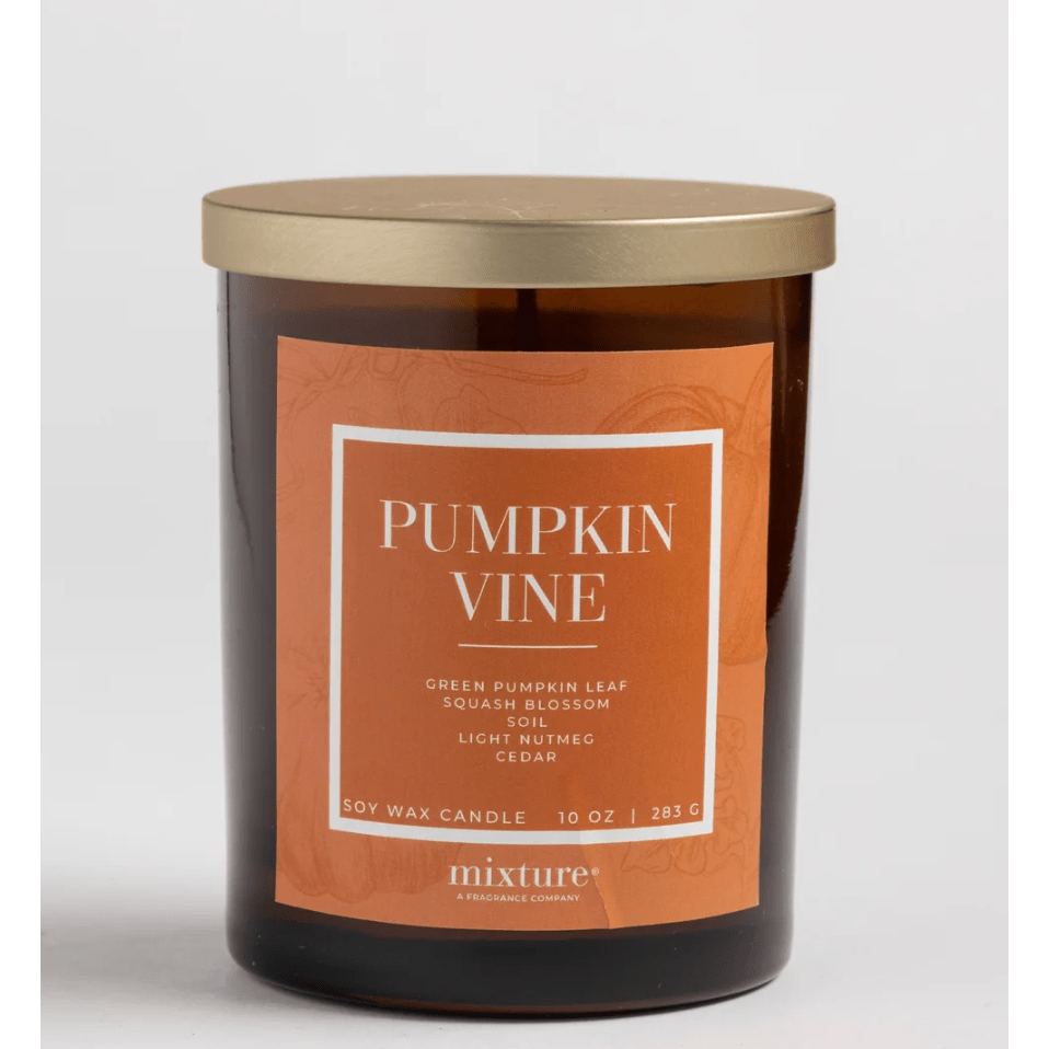 Pumpkin Vine 10 oz Candle with Gold Lid - White Farmhouse Flowers