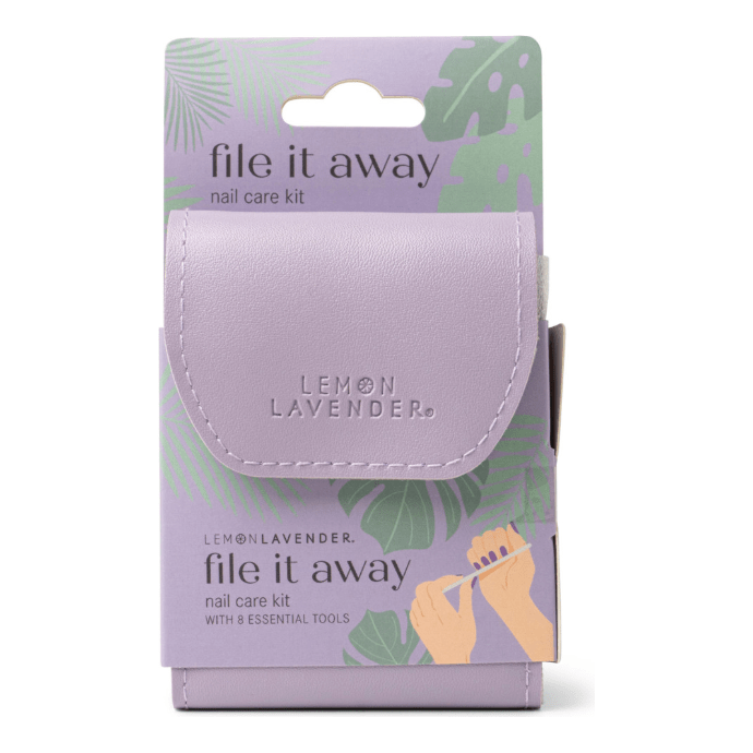 Purple File it Away Nail Care Kit - White Farmhouse Flowers