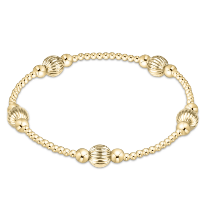 Purpose Dignity Gold 6mm Gold Bead Bracelet - White Farmhouse Flowers