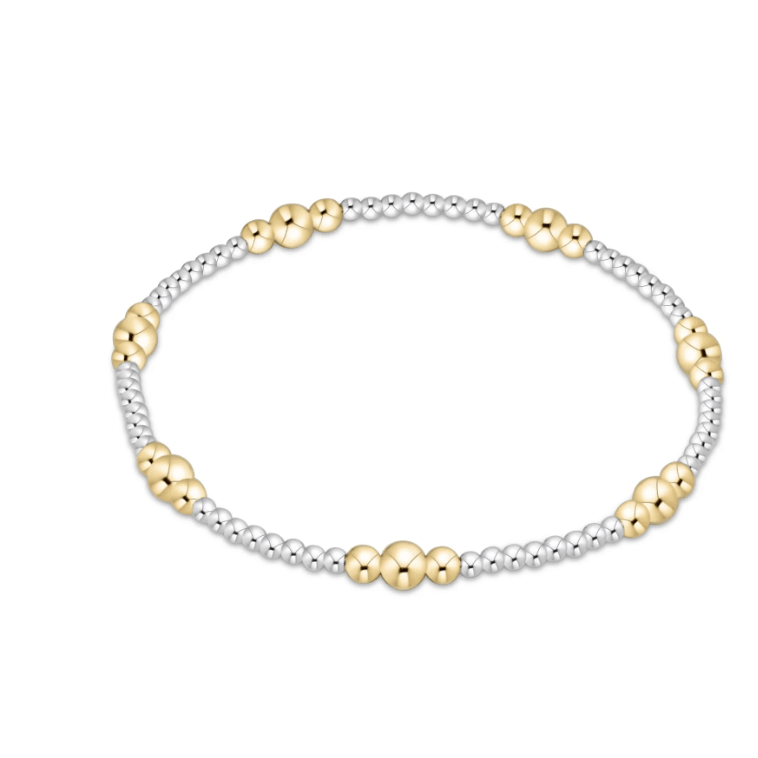 Purpose Gold 4mm Bead Bracelet - Mixed Metal - White Farmhouse Flowers