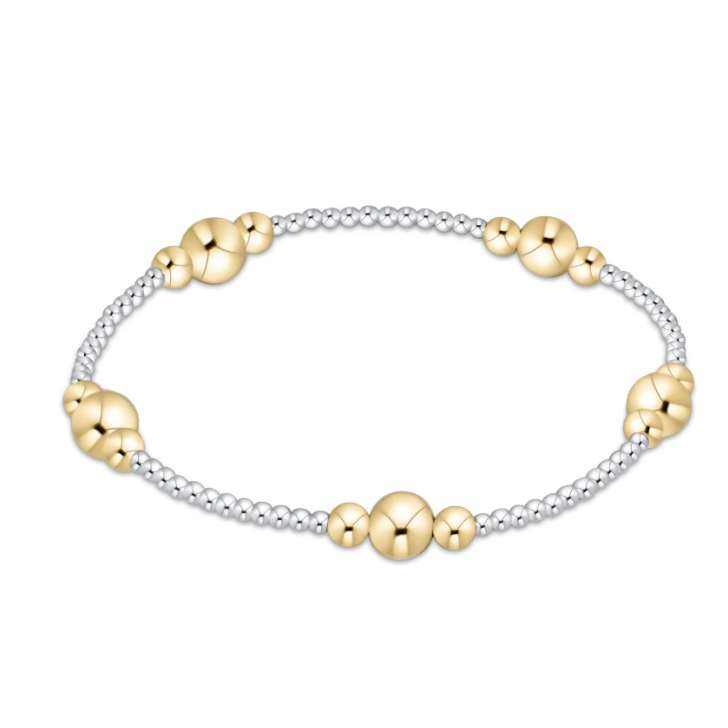 Purpose Gold 6mm Bead Bracelet - Mixed Metal - White Farmhouse Flowers