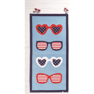 Quick Dry Sunglass Beach Towel with Sunglasses Clip - White Farmhouse Flowers