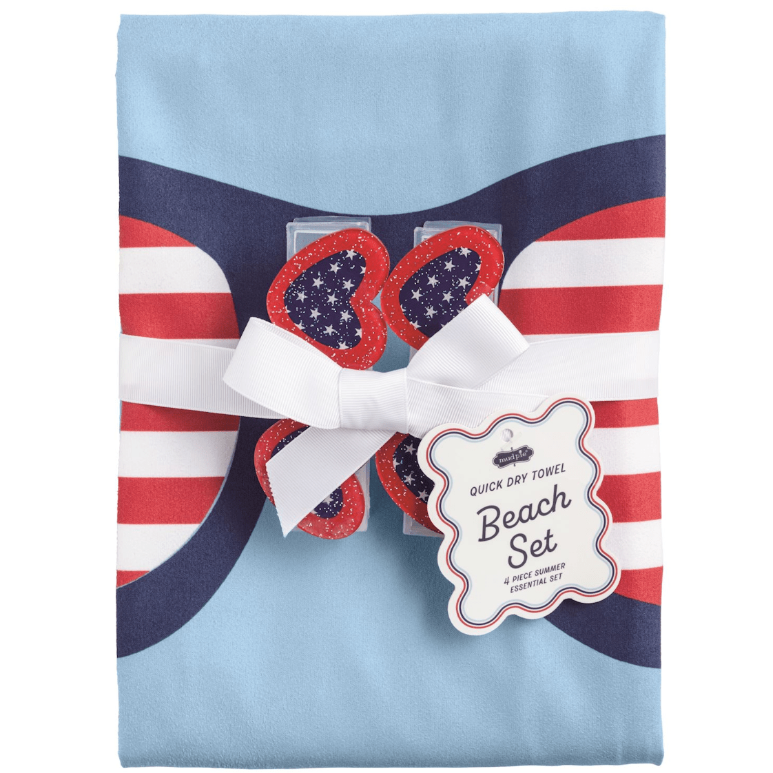 Quick Dry Sunglass Beach Towel with Sunglasses Clip - White Farmhouse Flowers