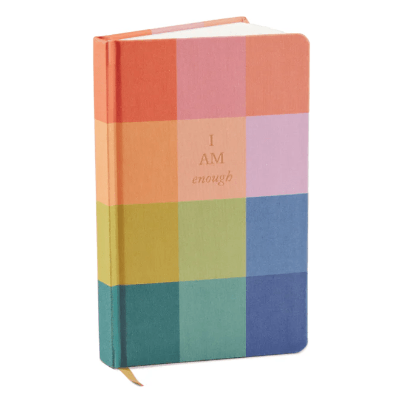 Rainbow Check Journal Bookcloth - White Farmhouse Flowers