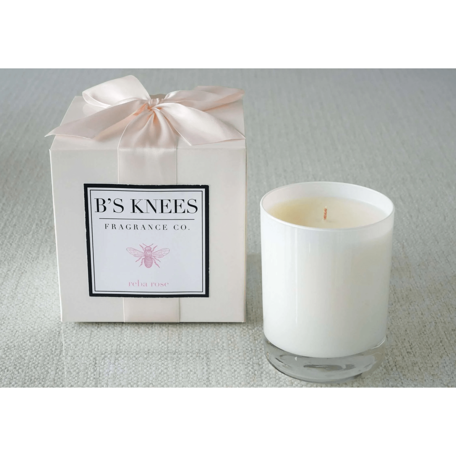 Reba Rose 1 Wick White Glass Candle - White Farmhouse Flowers