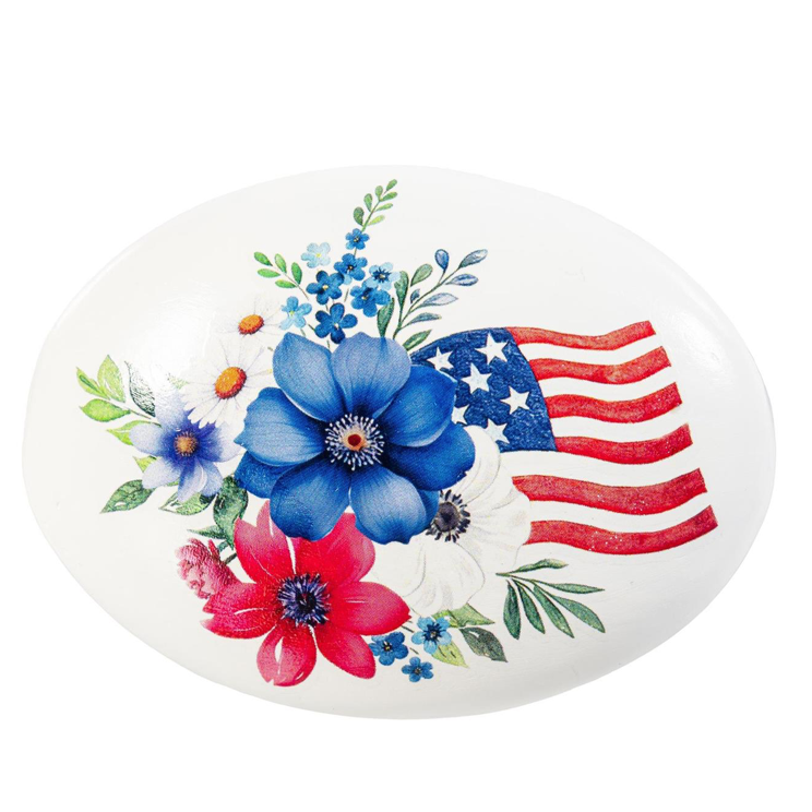 Red White and Bloom Art Rocks - White Farmhouse Flowers