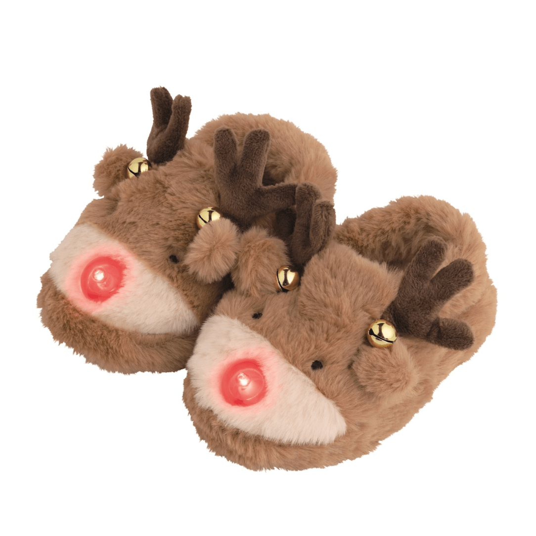 Reindeer Light-Up Christmas Slippers - White Farmhouse Flowers