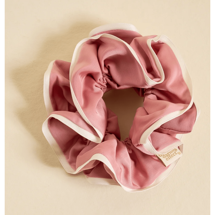 Rose Ruffle Up Scrunchie - White Farmhouse Flowers