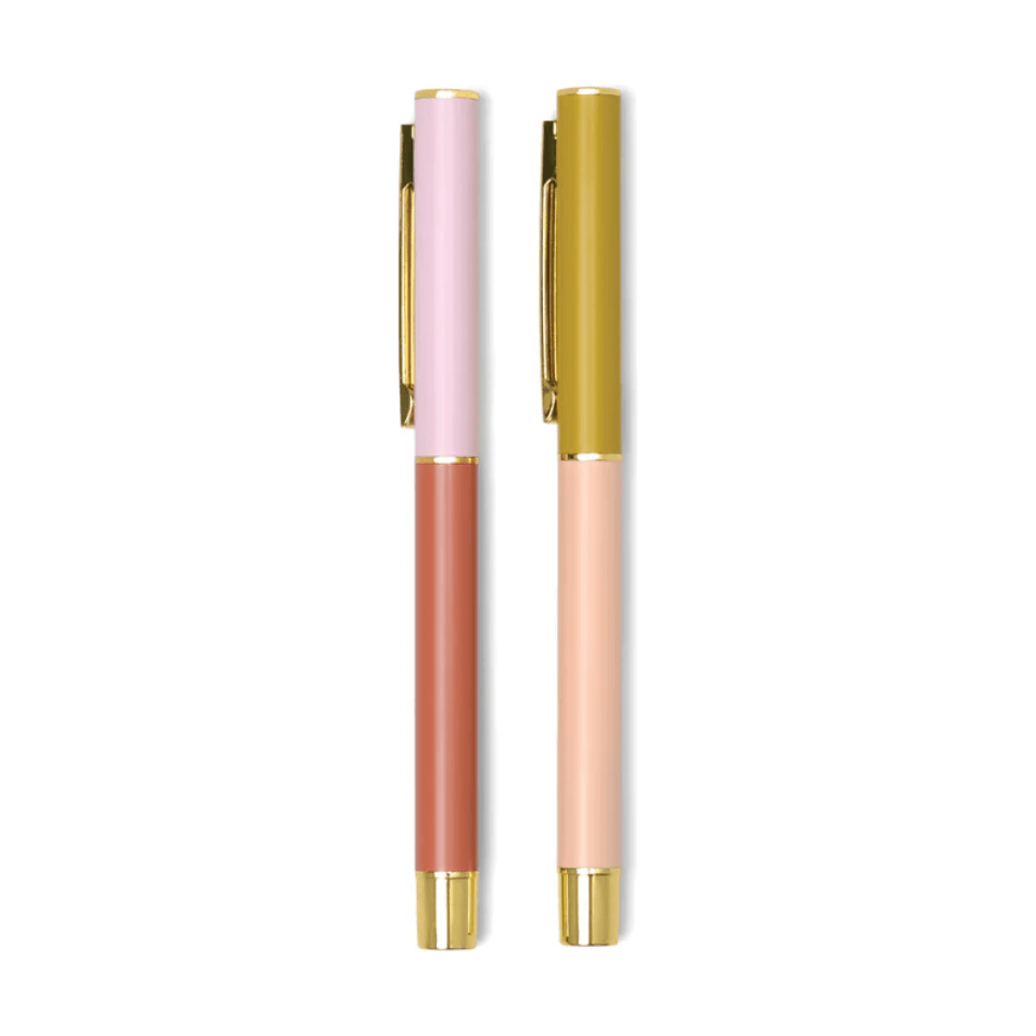 Rosewood + Blush Color Block Pens Set of 2 - White Farmhouse Flowers