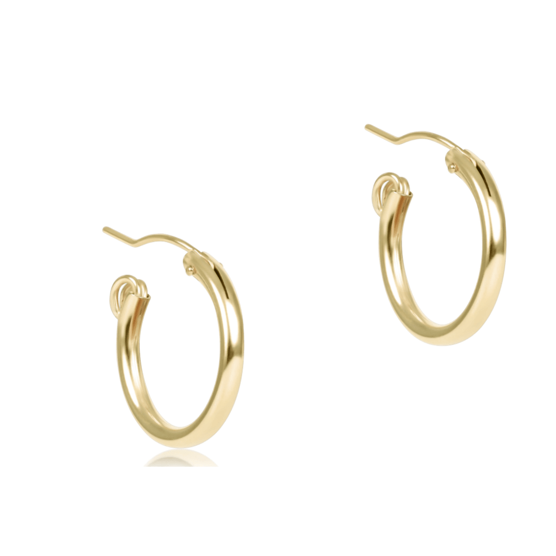 Round Gold 0.5" Hoop - Smooth Earrings - White Farmhouse Flowers