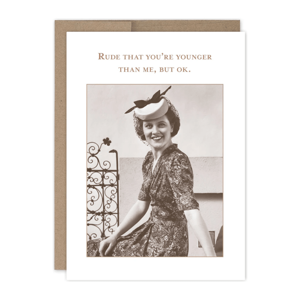 Rude Younger Birthday Card SM767 - White Farmhouse Flowers