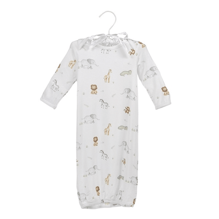 Safari Bamboo Sack Gown - White Farmhouse Flowers