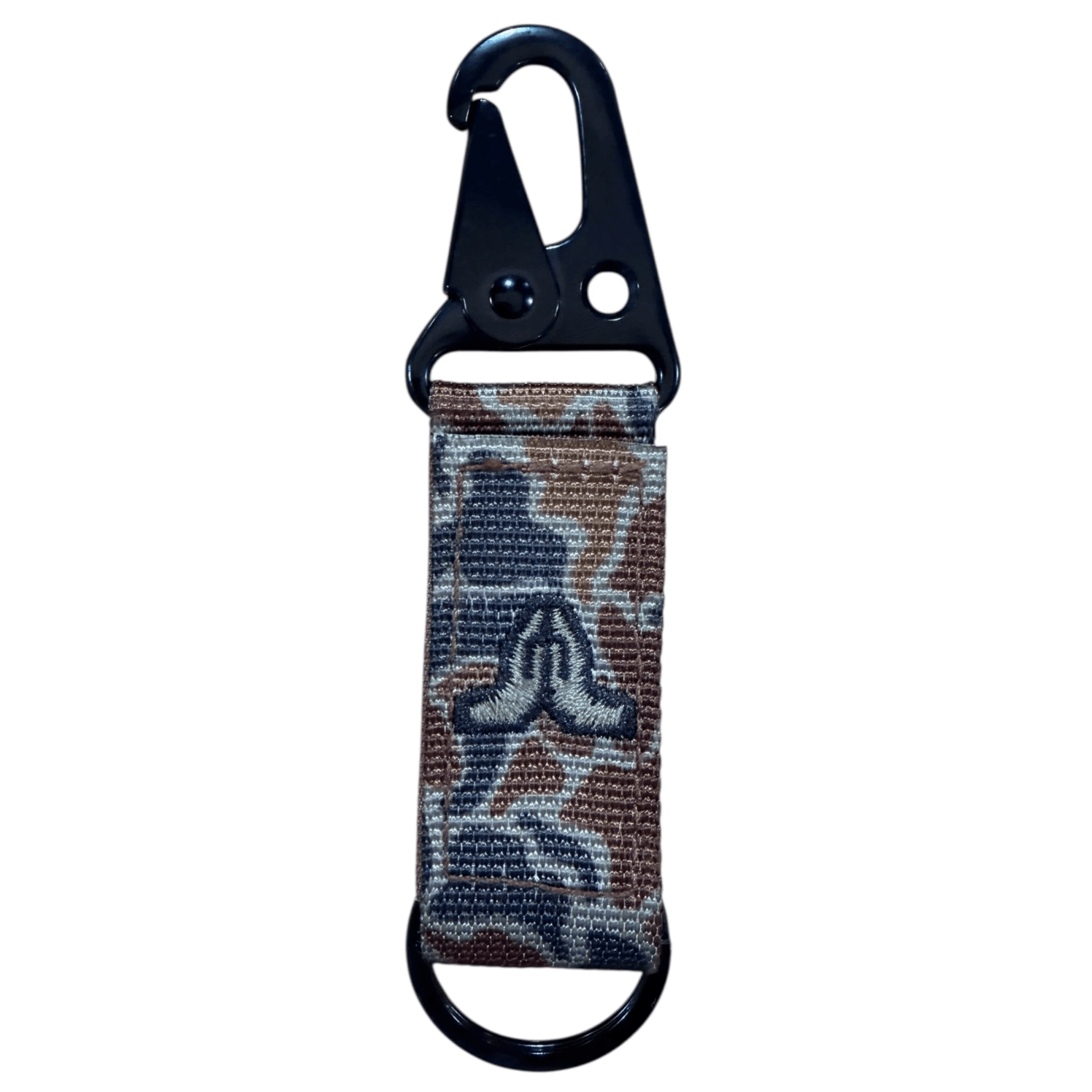 Sahara Camo Tap To Pray Tactical Carabiner Keychain - White Farmhouse Flowers