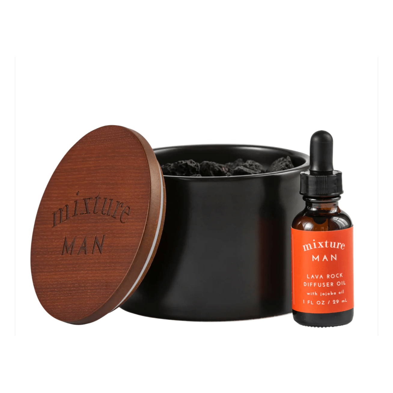 Sandalwood and Amber Mixture Man Lava Rock Diffuser - White Farmhouse Flowers