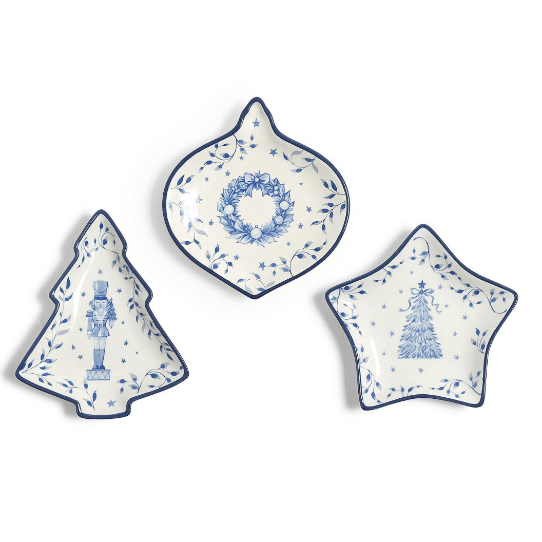 Season's Gala Christmas Tidbit Dish - White Farmhouse Flowers