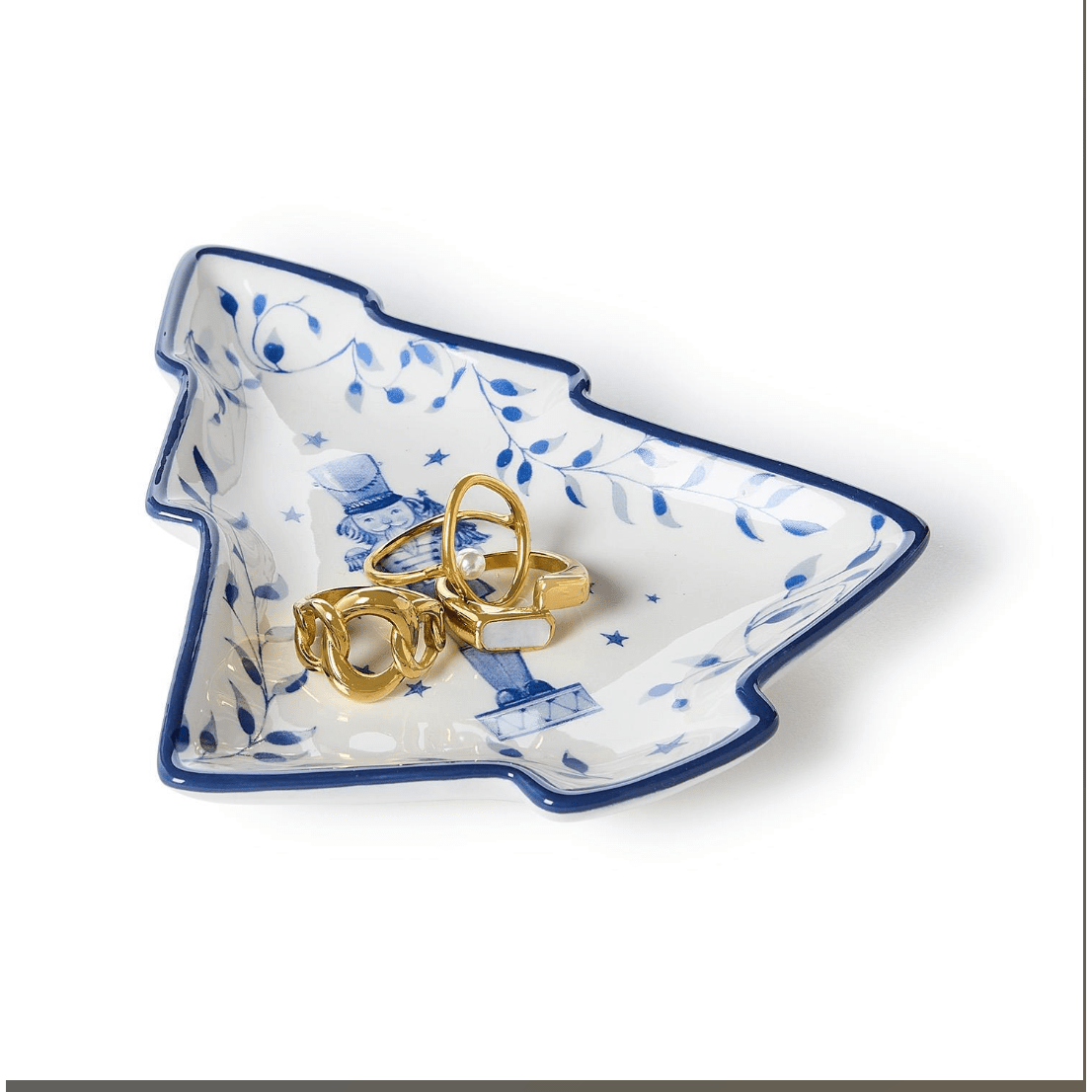 Season's Gala Christmas Tidbit Dish - White Farmhouse Flowers