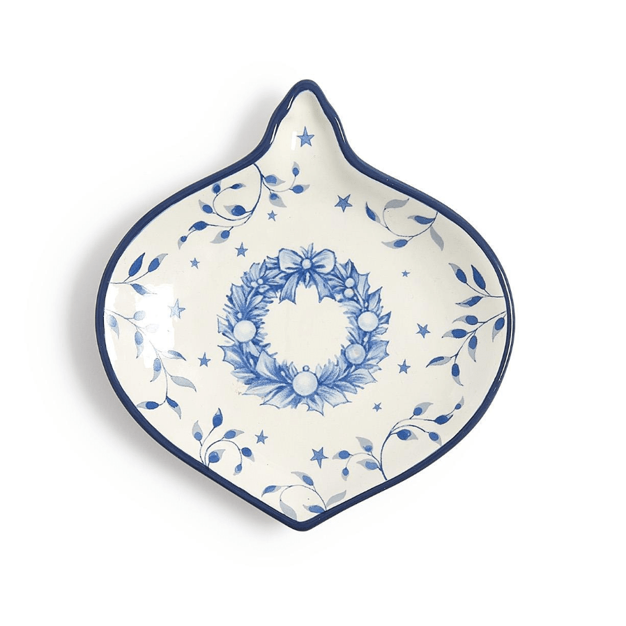 Season's Gala Christmas Tidbit Dish - White Farmhouse Flowers