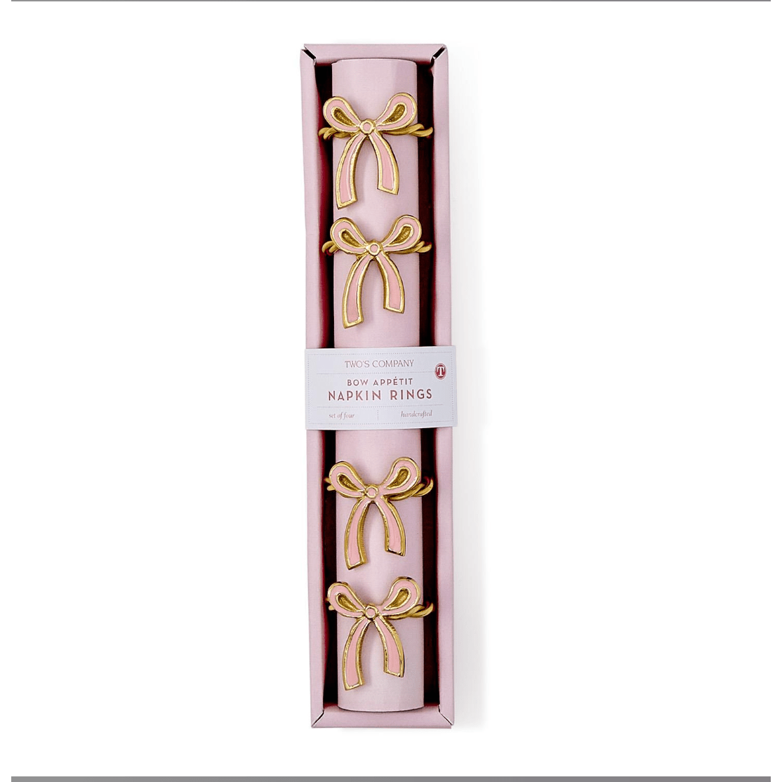 Set of 4 Bow Napkin Rings in Gift Box - White Farmhouse Flowers