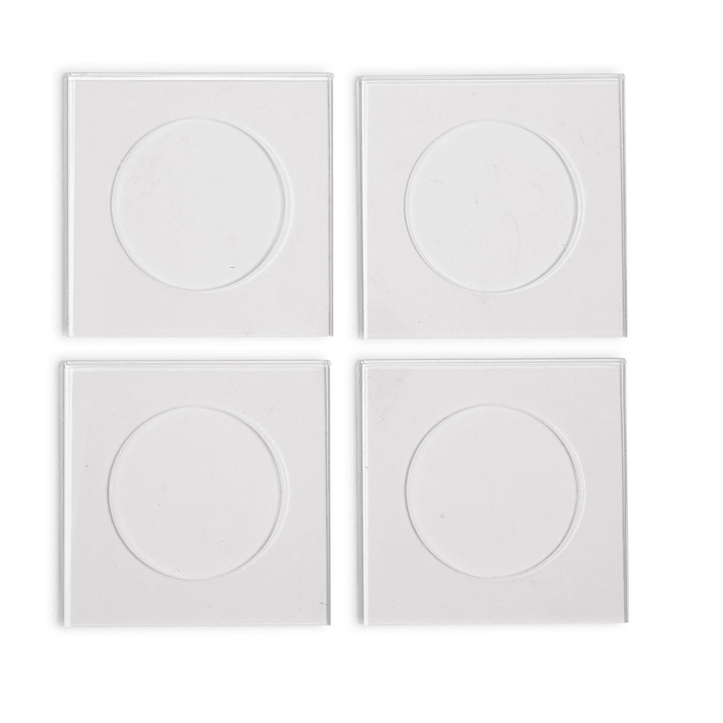 Set of 4 Clear Cocktail Coasters in Gift Box - White Farmhouse Flowers