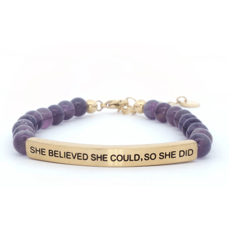 She Believed She Could So She Did Amethyst Bracelet - White Farmhouse Flowers